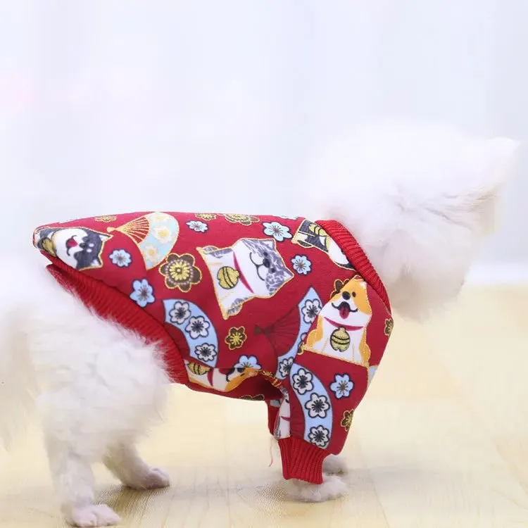 Chic and Adorable Puppy & Cat Apparel – Stylish Cartoon Print Dog Clothes for Small Breeds