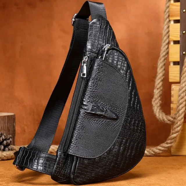 Chic CrocLeather Saddle Sling Bag