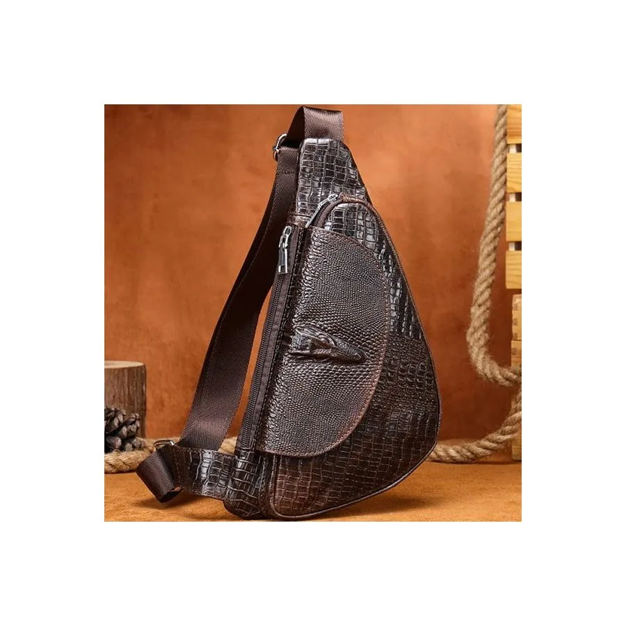 Chic CrocLeather Saddle Sling Bag