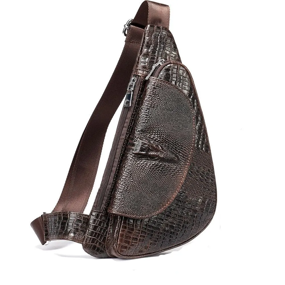 Chic CrocLeather Saddle Sling Bag