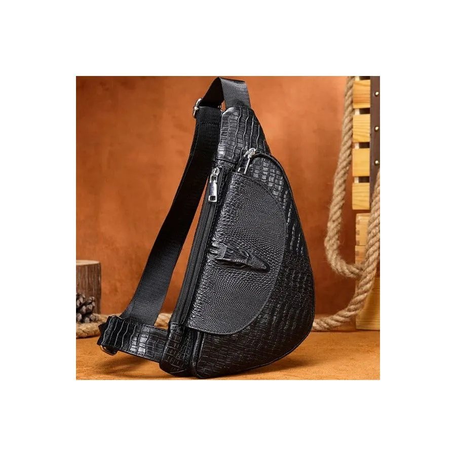 Chic CrocLeather Saddle Sling Bag