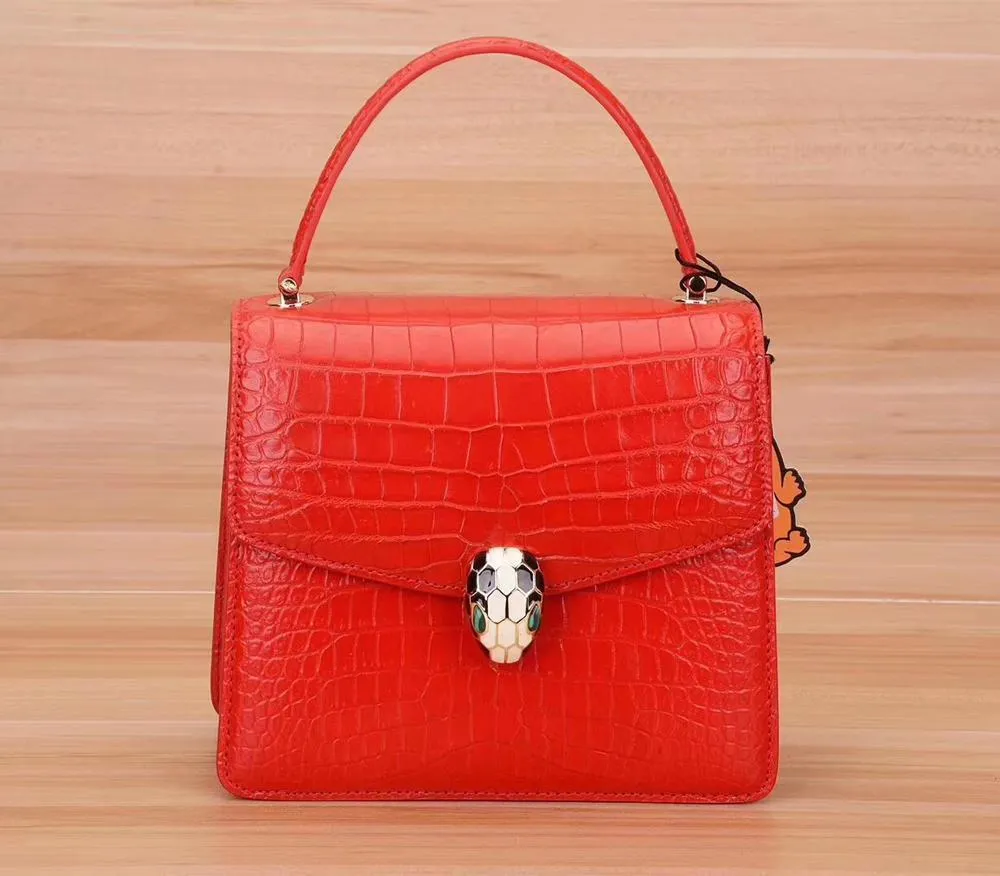 Classic Genuine Crocodile Leather Women Chain Crossbody Bag Flap Shoulder Bag