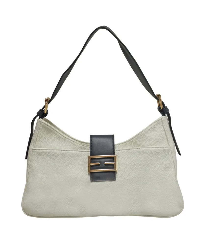 Classic Navy Buckle Detail Shoulder Bag