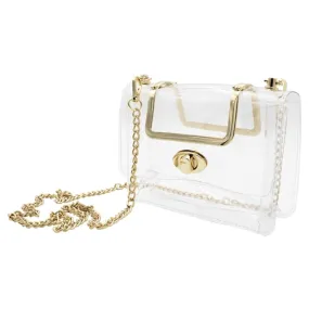 Clear Top-Handle Crossbody w/ Gold Accents