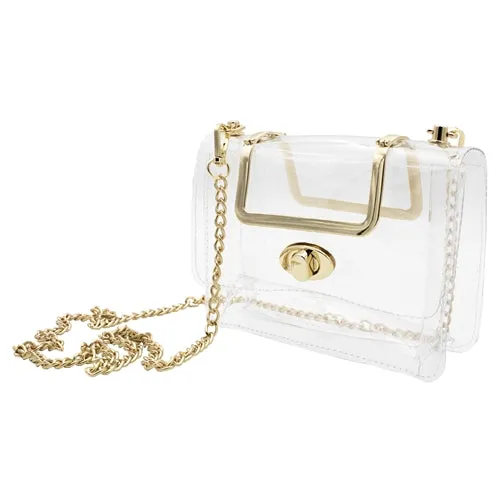 Clear Top-Handle Crossbody w/ Gold Accents