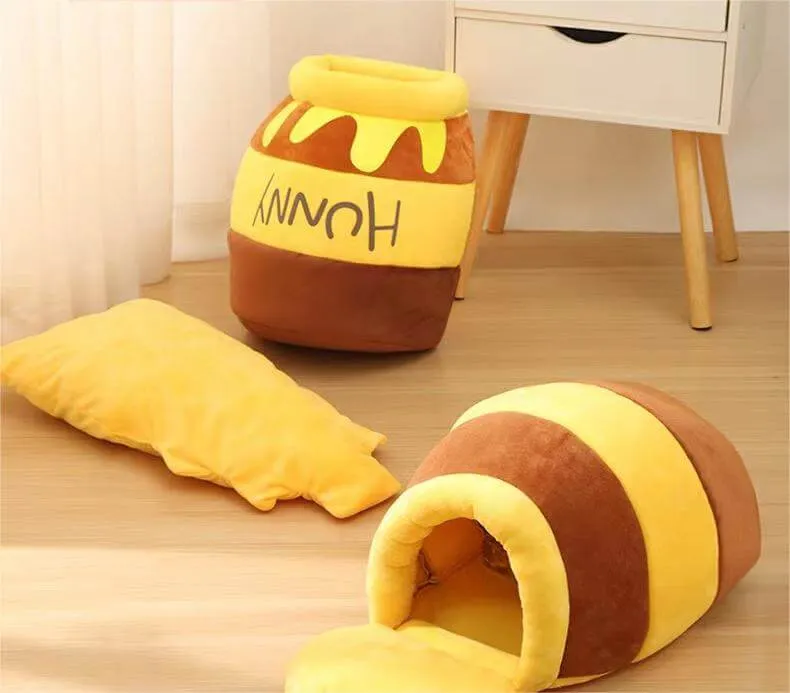 Closed Honeypot Shape Cat Nest Warm Bed for Puppy & Cat