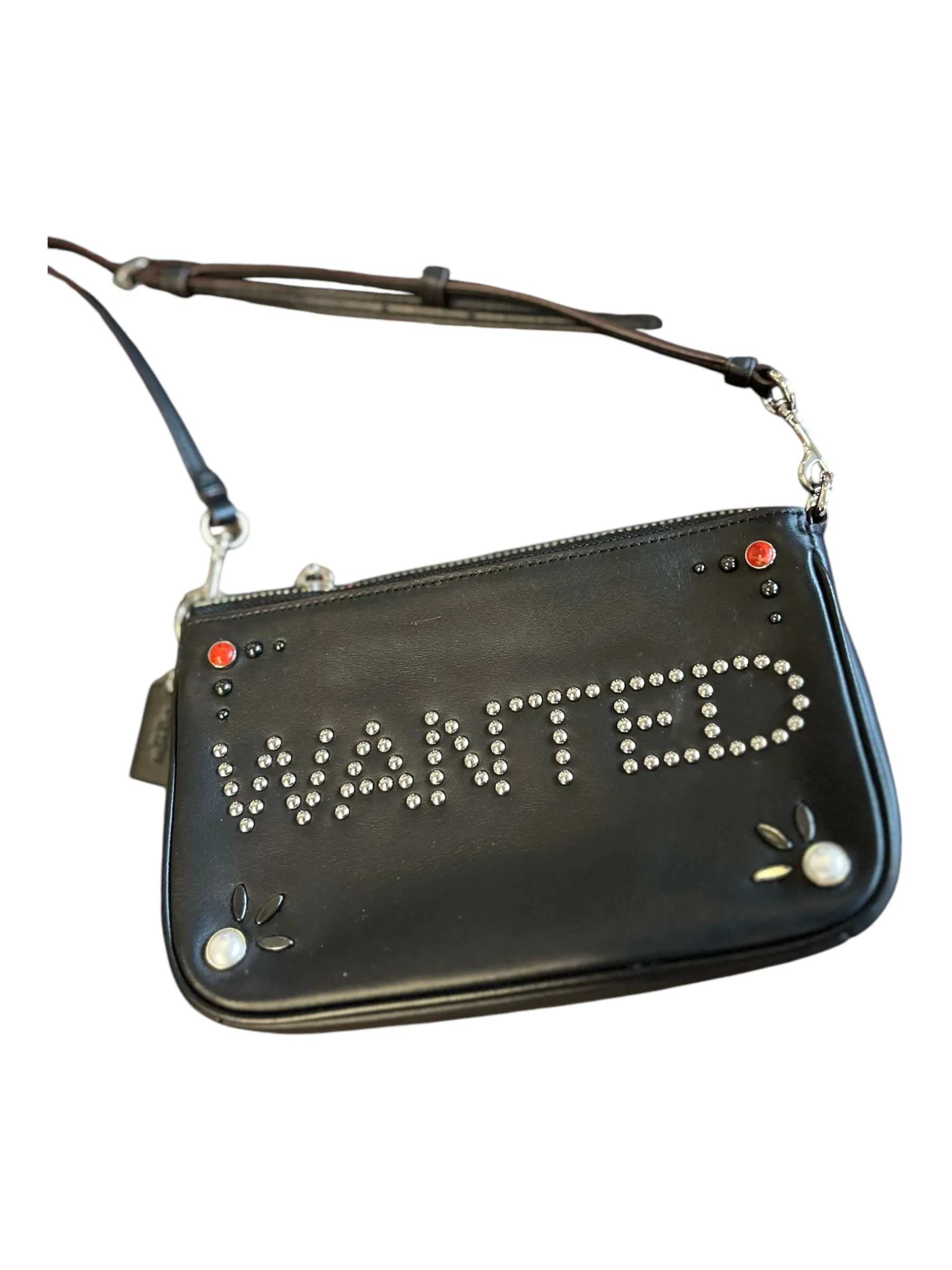 Coach Black & Silver Leather Studded Crossbody Strap SHW Bag