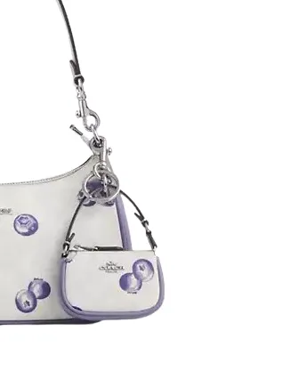 Coach Mini Nolita Bag Charm In Signature Canvas With Blueberry Print