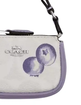 Coach Mini Nolita Bag Charm In Signature Canvas With Blueberry Print