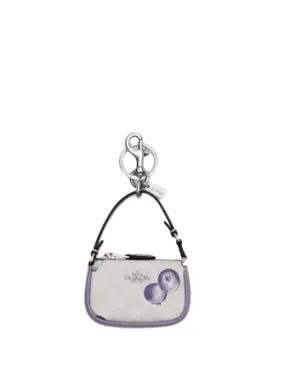 Coach Mini Nolita Bag Charm In Signature Canvas With Blueberry Print