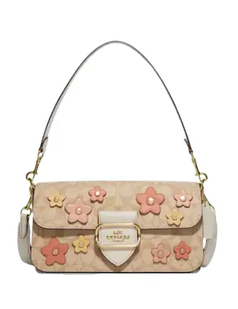 Coach Morgan Shoulder Bag In Signature Canvas With Floral Applique