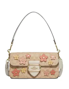 Coach Morgan Shoulder Bag In Signature Canvas With Floral Applique