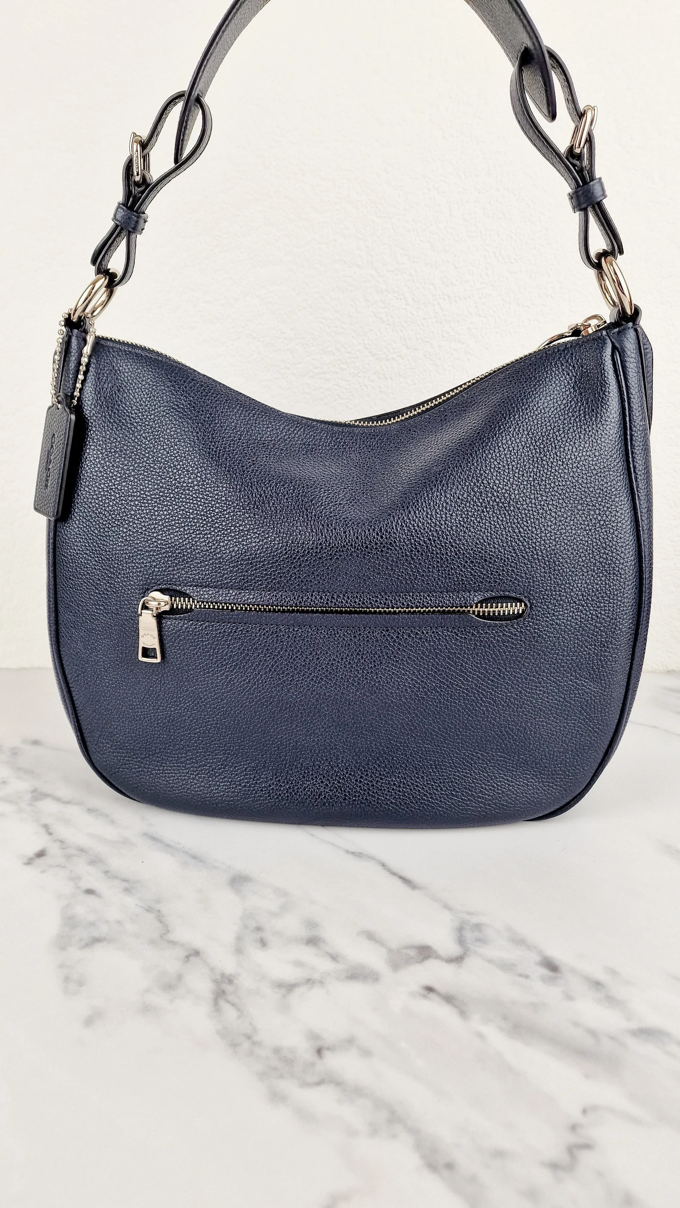 Coach Sutton Hobo Bag in Navy Blue Pebble Leather - Shoulder Bag - Coach 35593