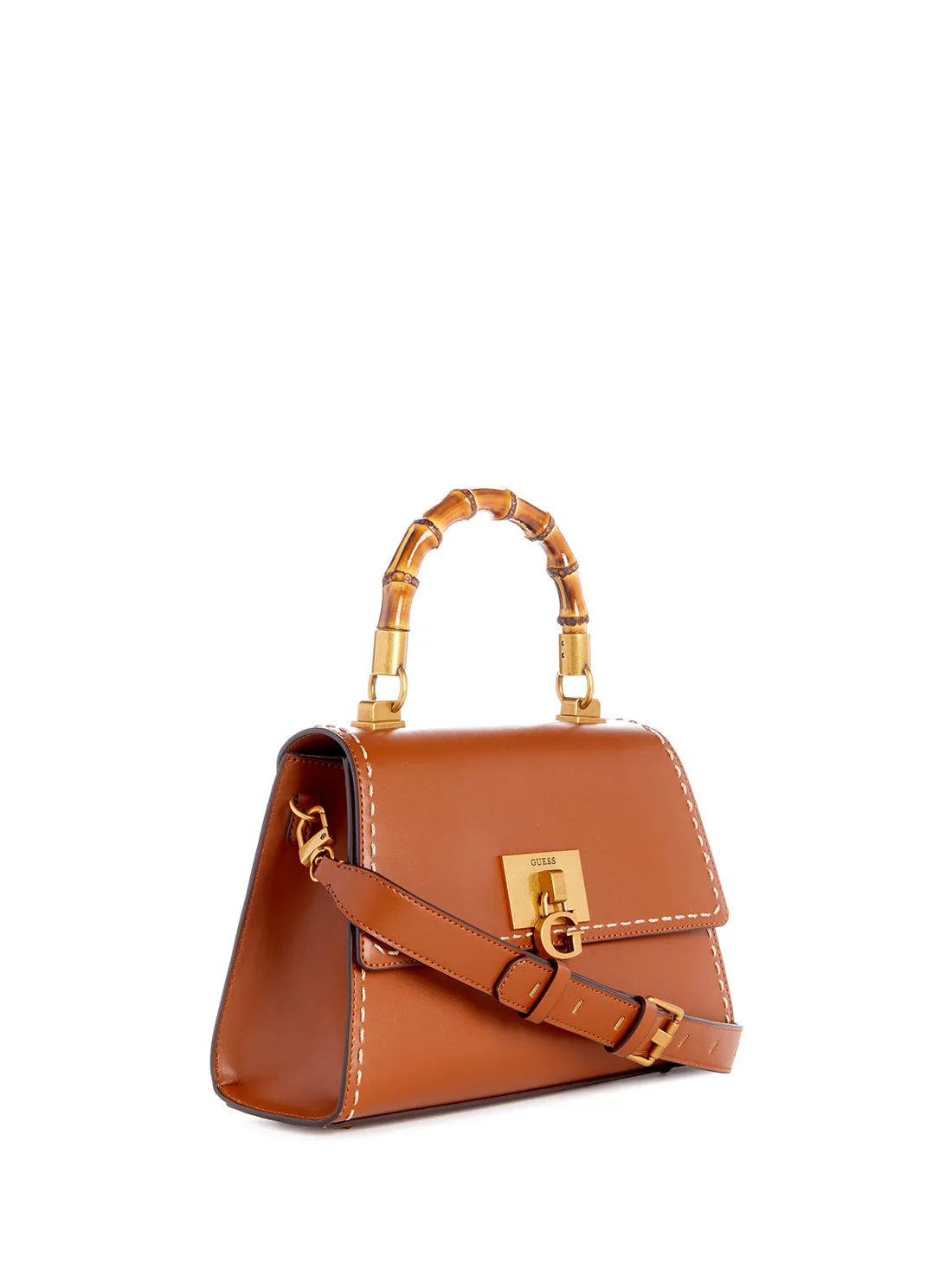 Cognac Stephi Bamboo Crossbody Bag