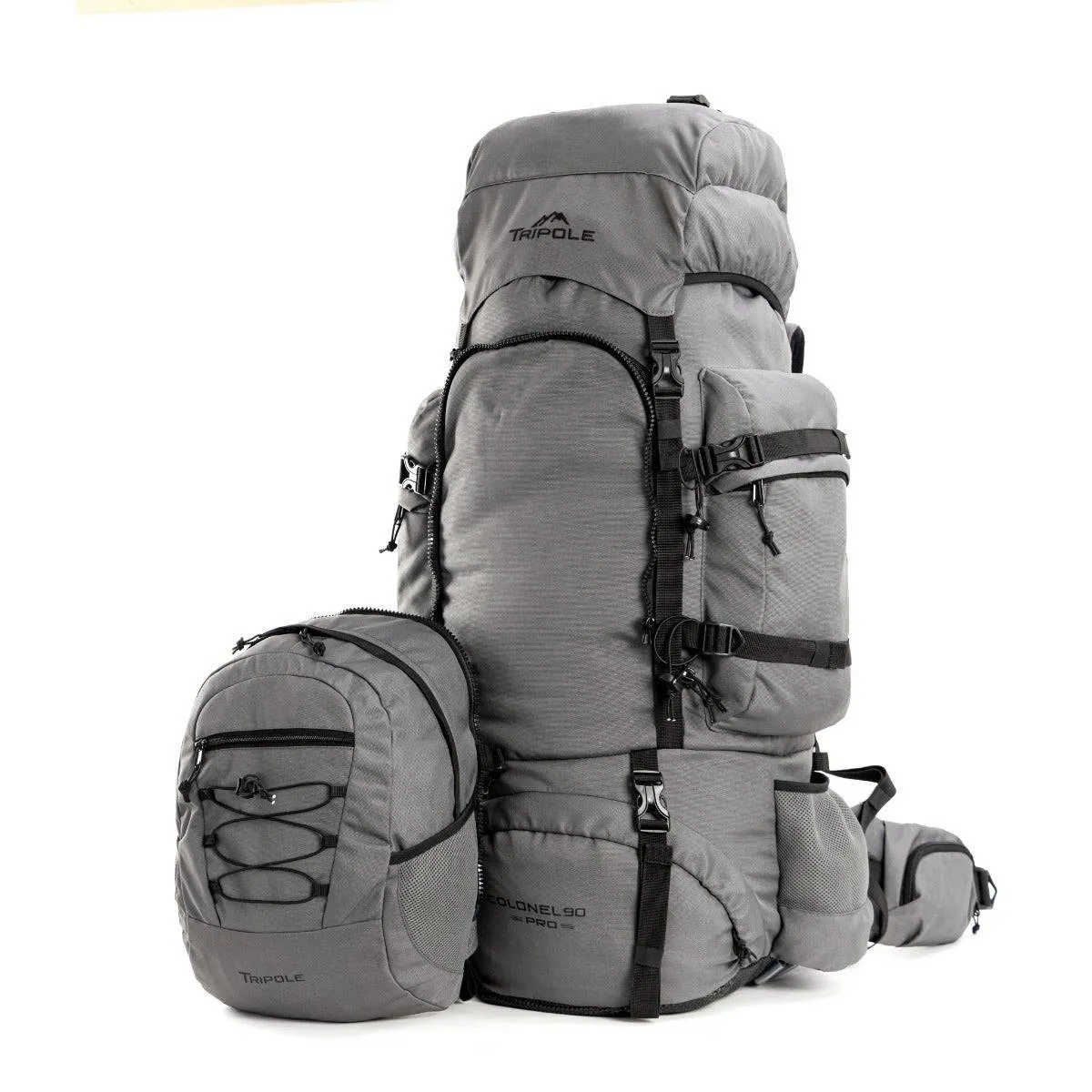 Colonel Pro Metal Frame Rucksack   Detachable Bag & Rain Cover - 90 Litres - Grey