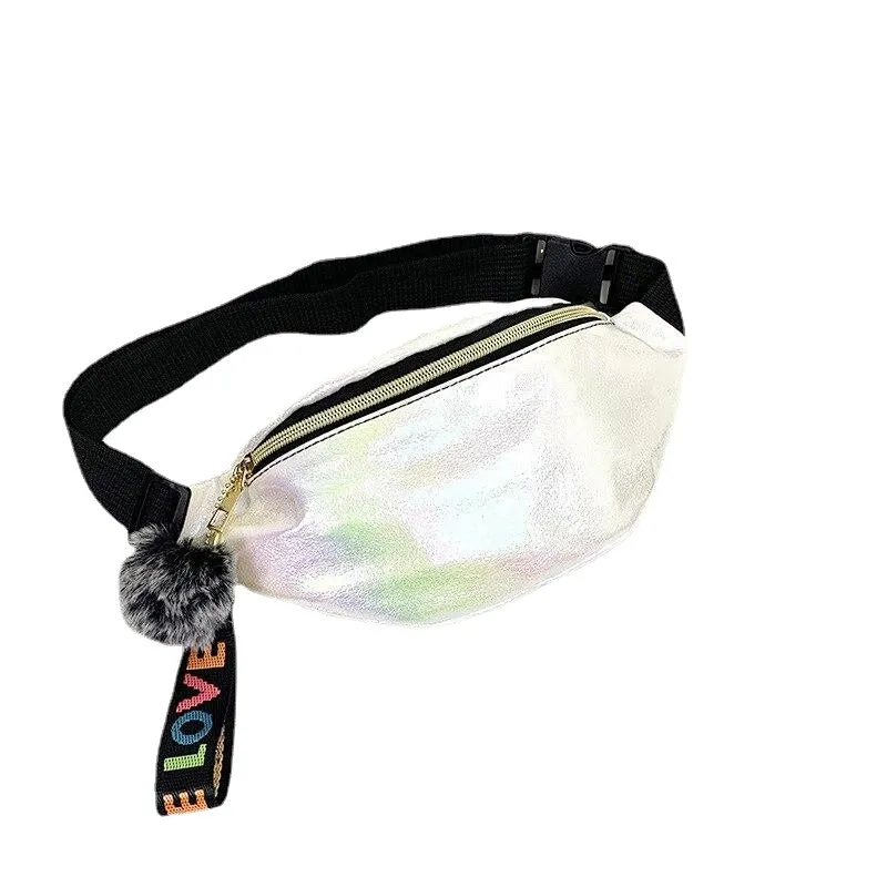 Cool Sequins Printing Waist Bag For Woman  Fashion  Girls Shoulder Belt Bags Kids Waist Packs Glitter Phone Pouch