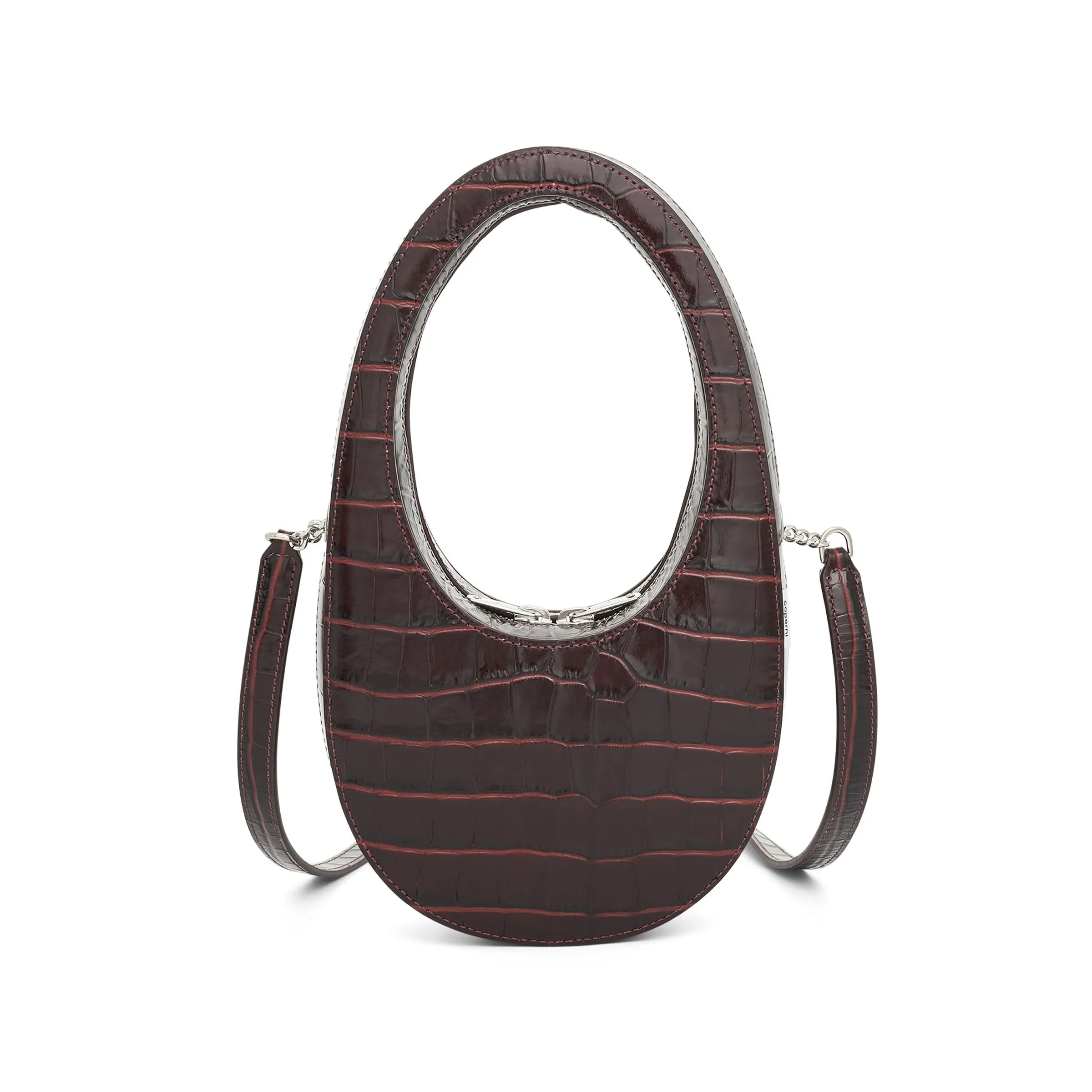 Croco Crossbody Mini Swipe Bag in Brown