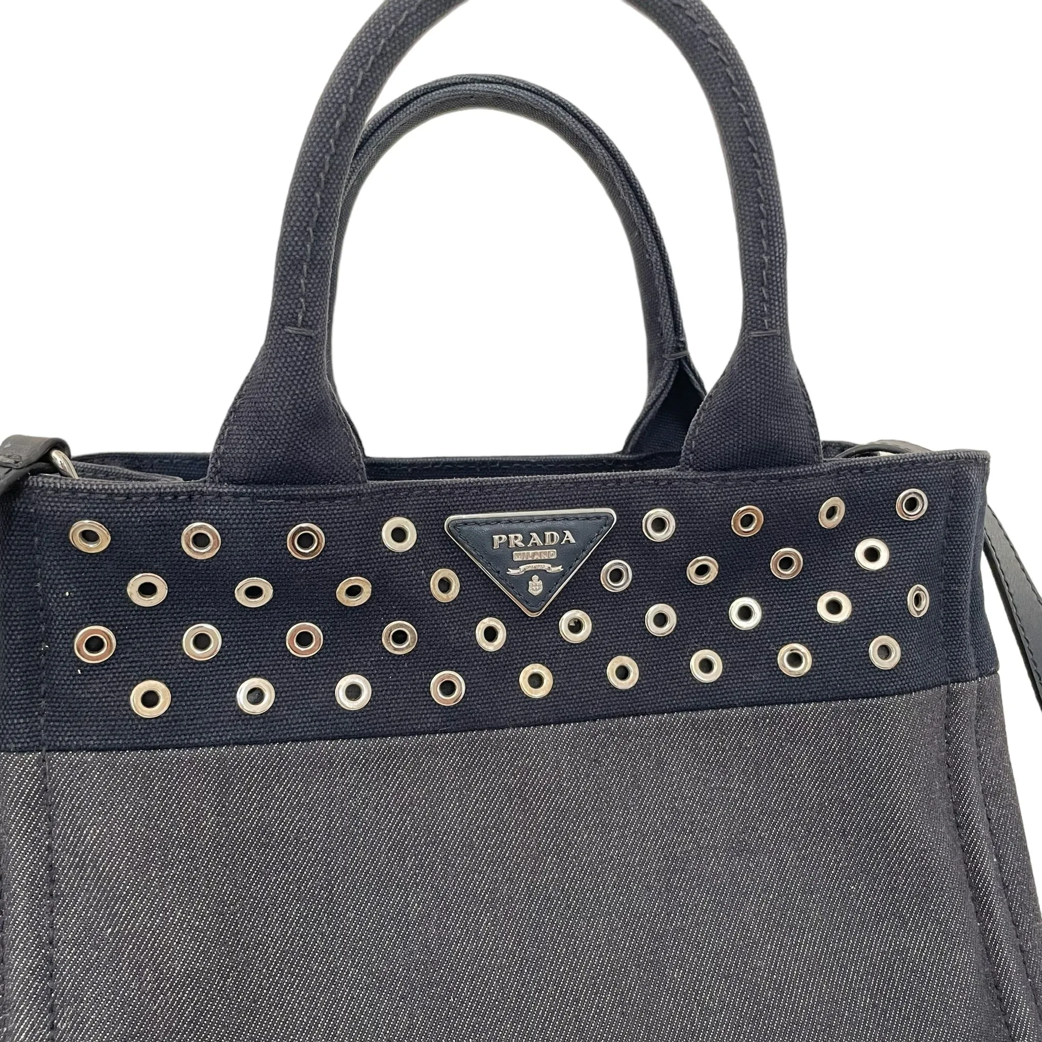 Denim Studded Tote Bag