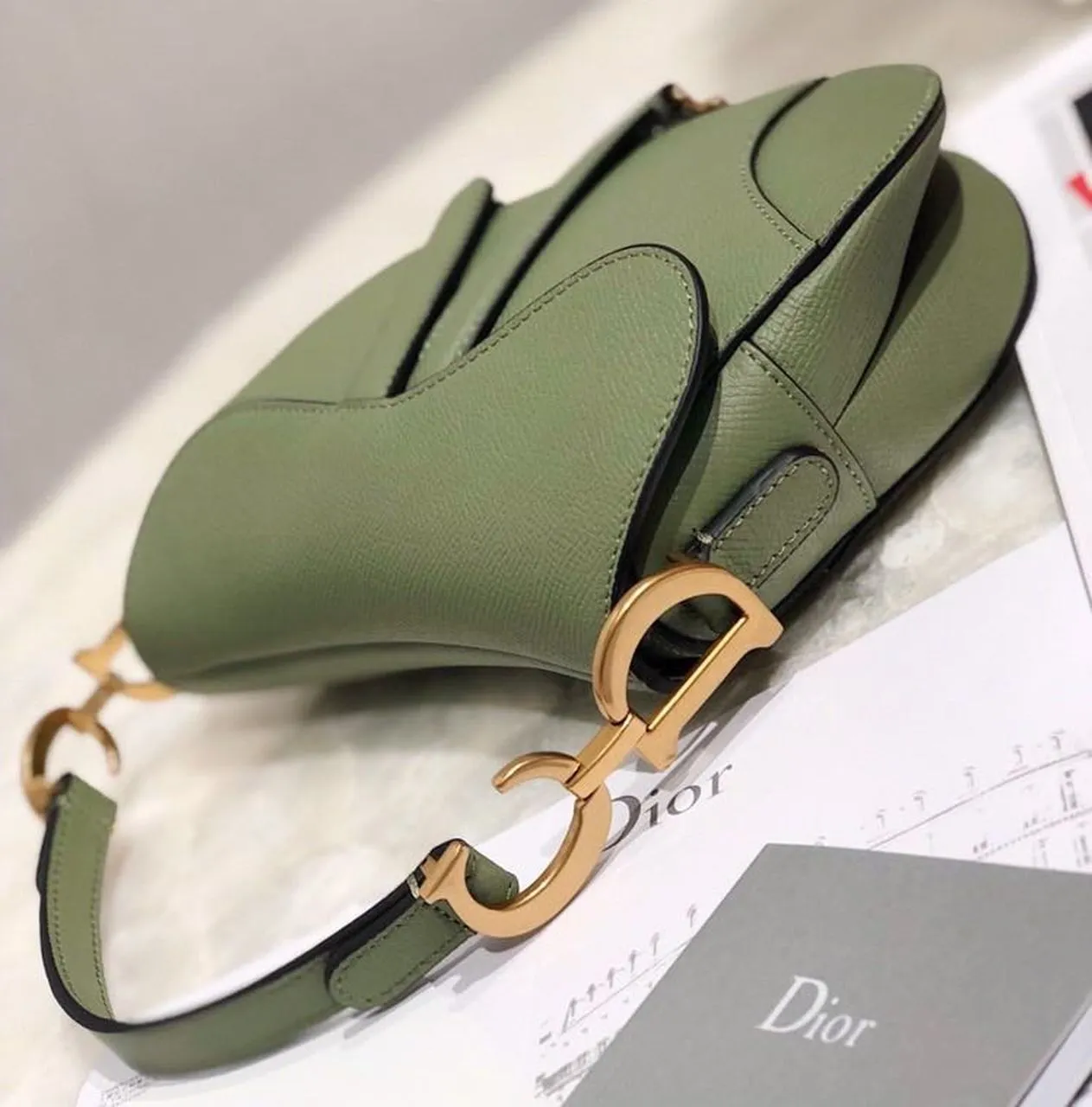 DI Saddle Bag Cedar Green Grained Canvas Spring For Women 20cm/8in CD