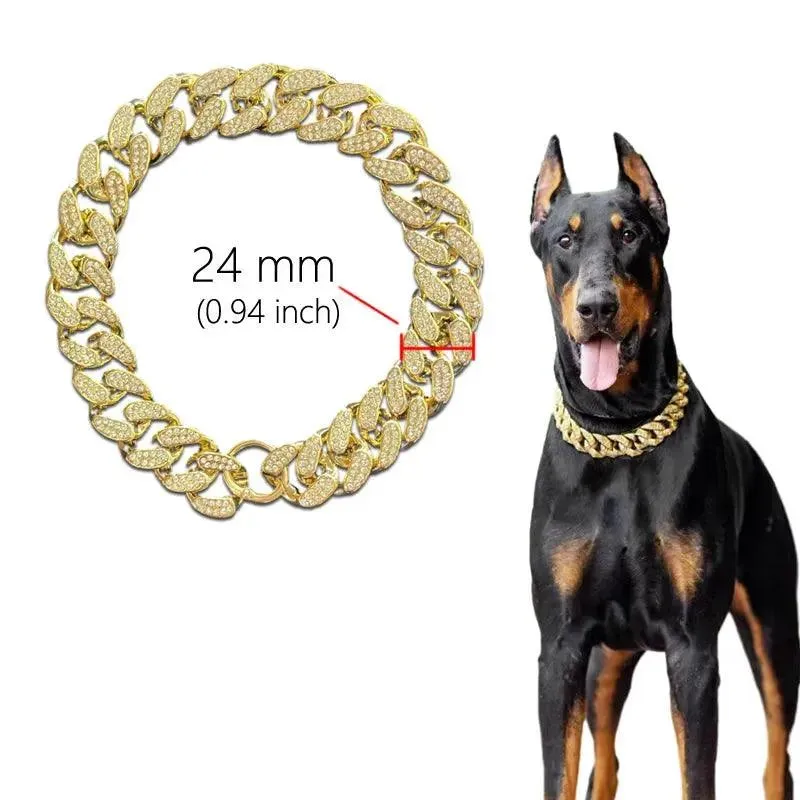 Diamond Inlay Dog Collar Stylish Pet Accessory