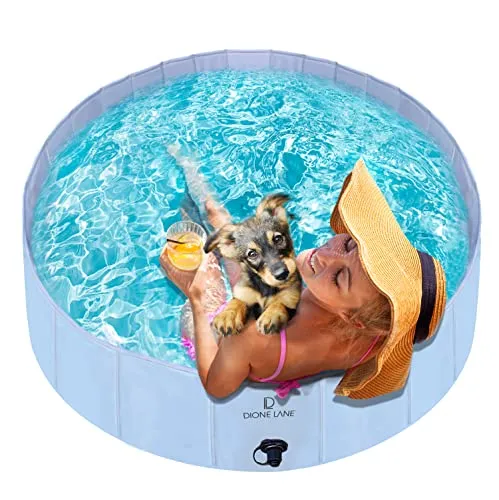 DIONE LANE Foldable Dog Pool - Thickest Kiddie Pool - Hard Plastic Pool for Kids and Dog Swimming Pool - Kids Pool - Toddler Plastic Kiddie Pool for Dogs - Dog Ball Pit - Dog Pools for Large Dogs