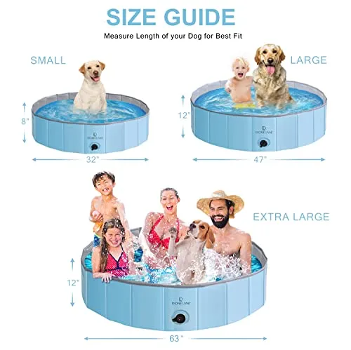 DIONE LANE Foldable Dog Pool - Thickest Kiddie Pool - Hard Plastic Pool for Kids and Dog Swimming Pool - Kids Pool - Toddler Plastic Kiddie Pool for Dogs - Dog Ball Pit - Dog Pools for Large Dogs