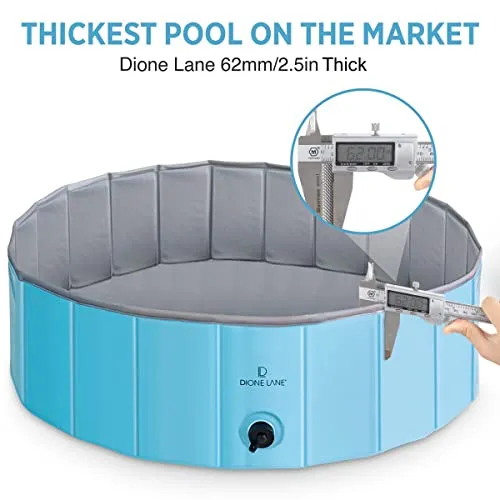 DIONE LANE Foldable Dog Pool - Thickest Kiddie Pool - Hard Plastic Pool for Kids and Dog Swimming Pool - Kids Pool - Toddler Plastic Kiddie Pool for Dogs - Dog Ball Pit - Dog Pools for Large Dogs