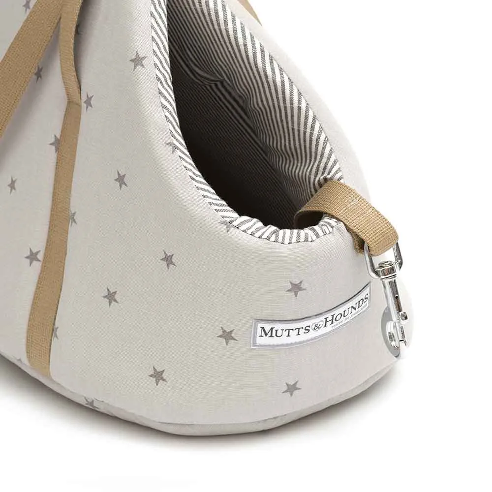 Dog and Puppy Carrier in Grey Stars Design by Mutts & Hounds