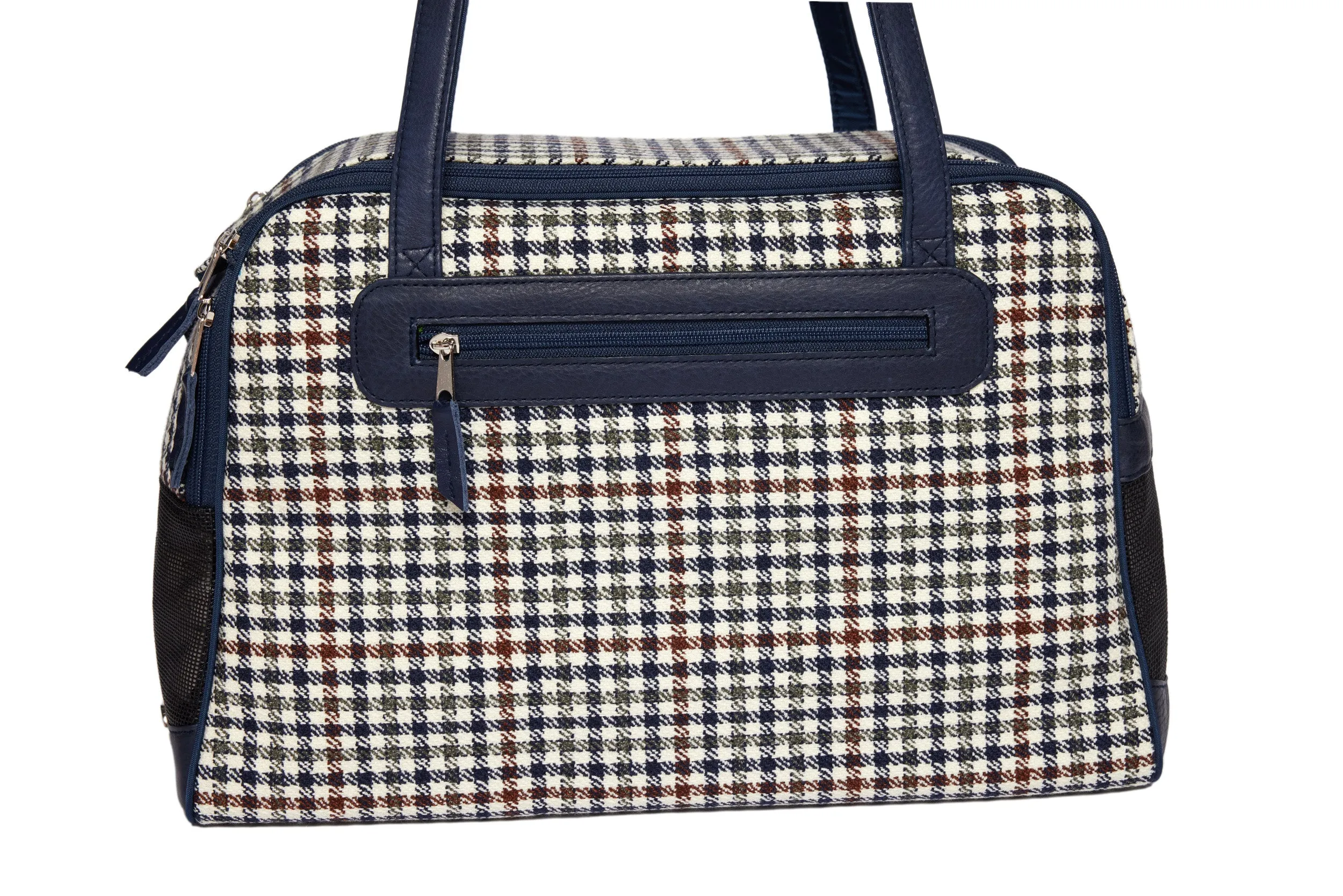 Dog Carrier - Winter - Blue, Brown & Green Wool Plaid