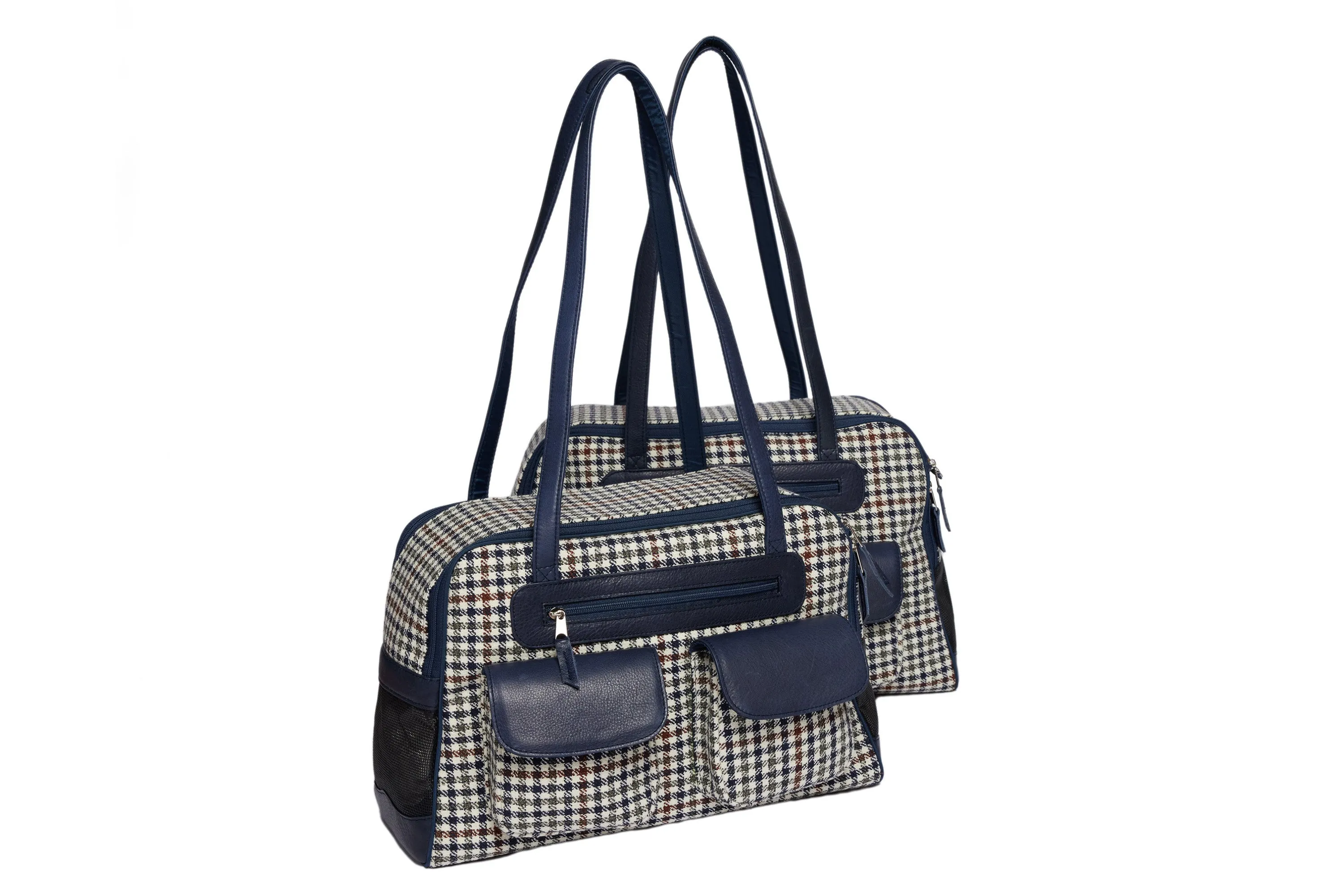 Dog Carrier - Winter - Blue, Brown & Green Wool Plaid