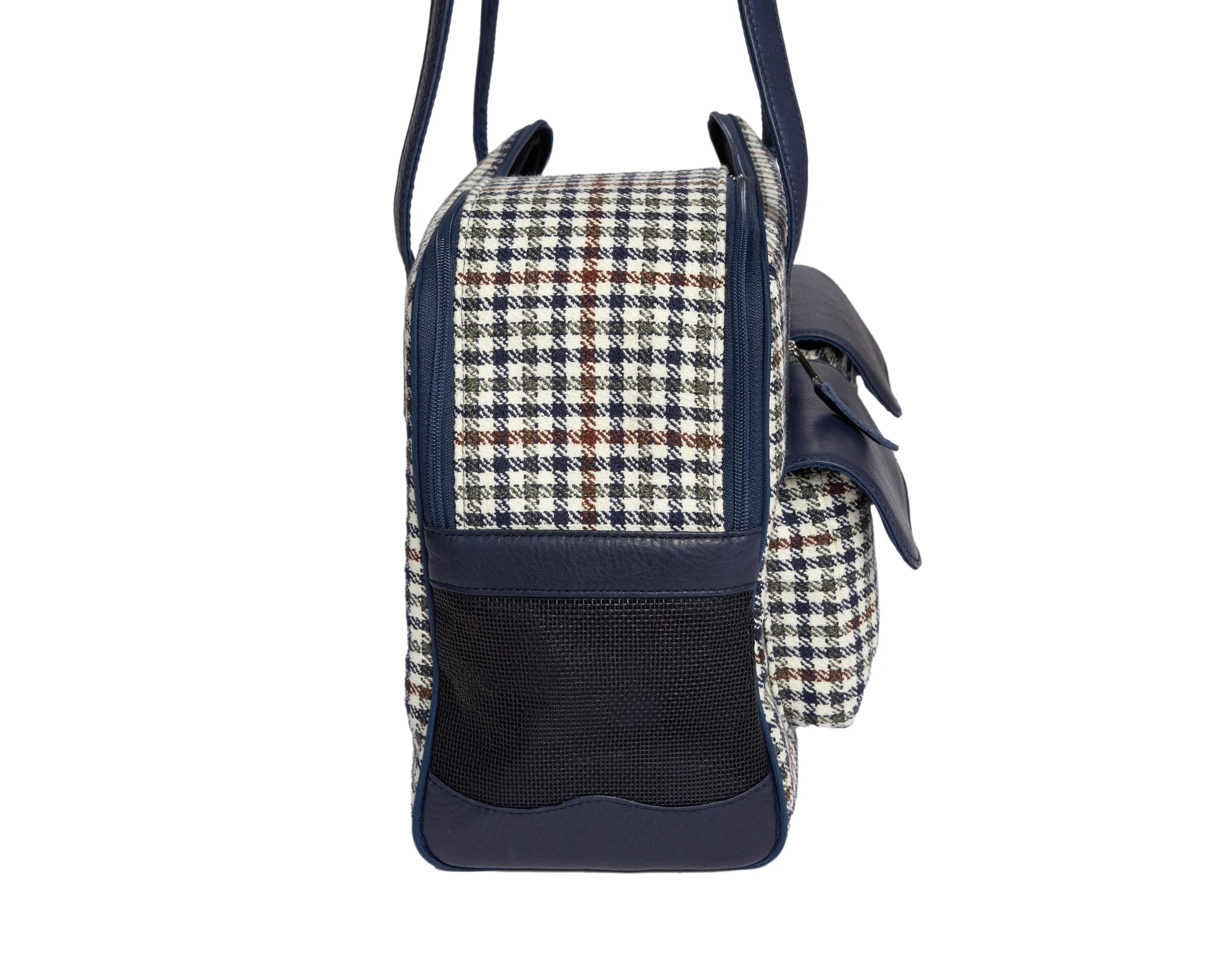 Dog Carrier - Winter - Blue, Brown & Green Wool Plaid