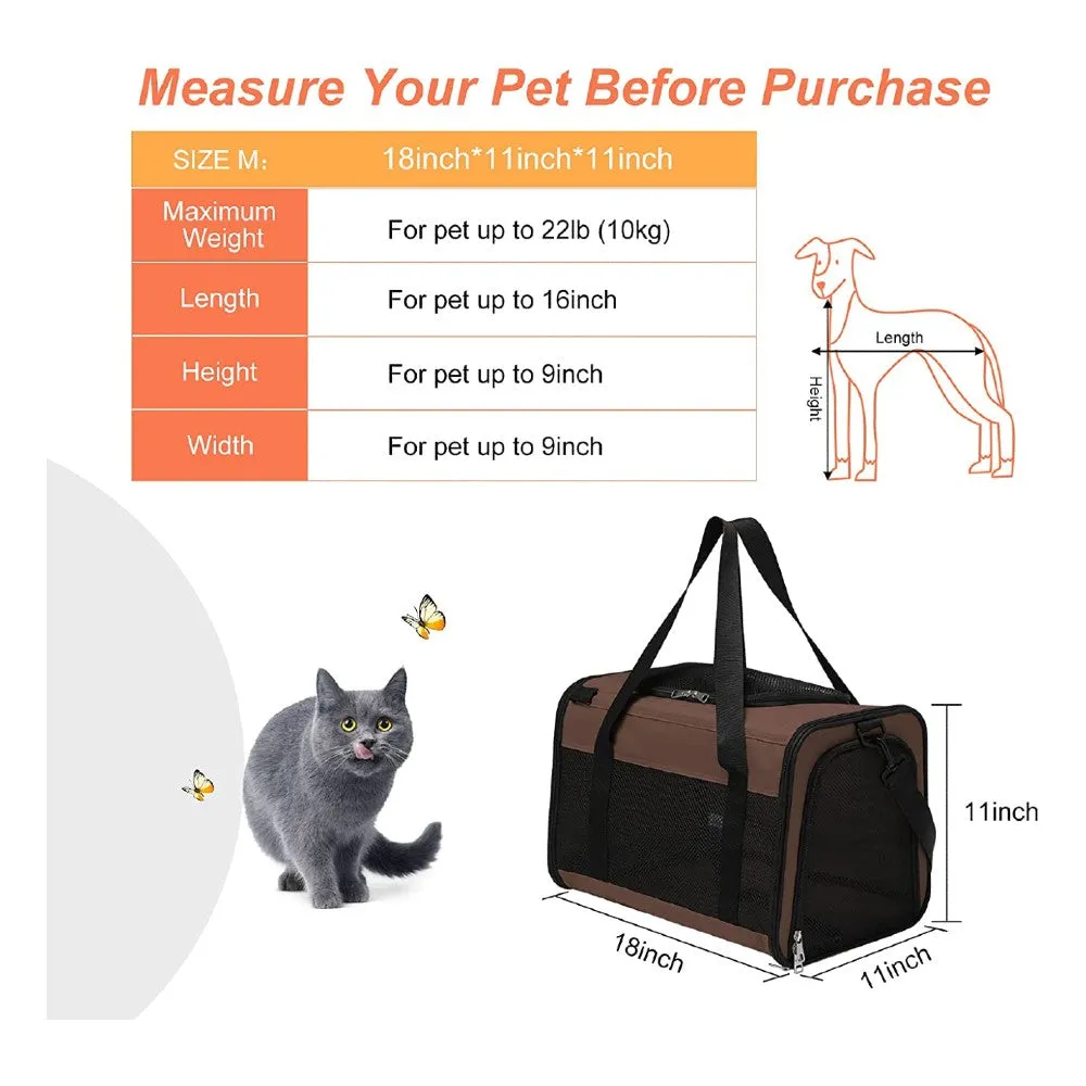 Durable Pet Carrier with Fleece Pad & Mesh Windows - M Size