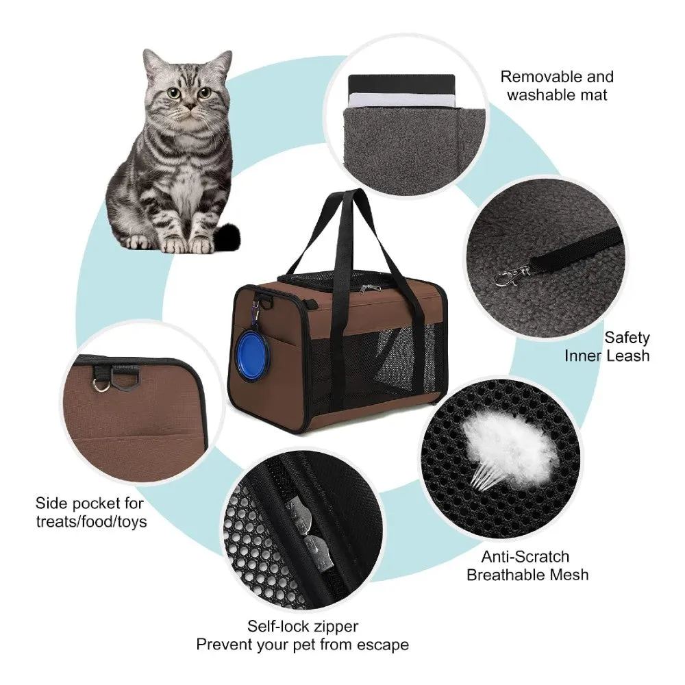 Durable Pet Carrier with Fleece Pad & Mesh Windows - M Size