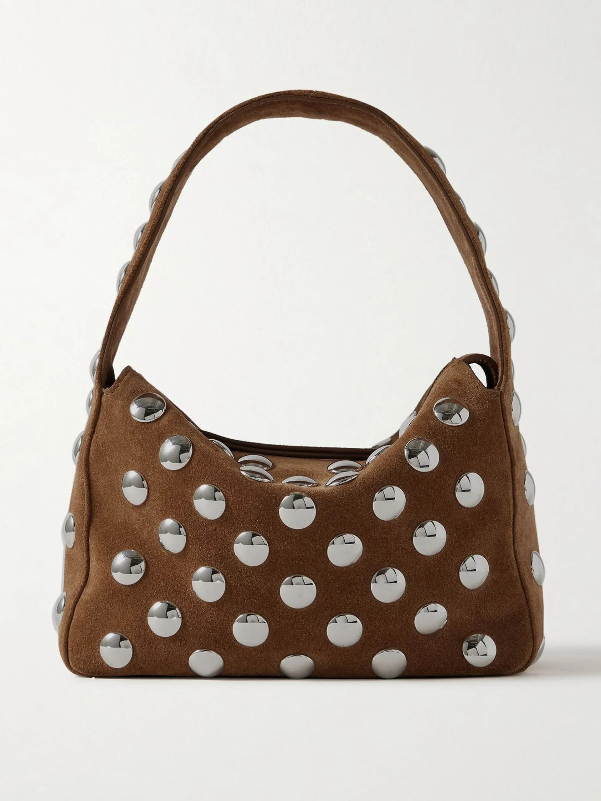 Elena small studded suede shoulder bag