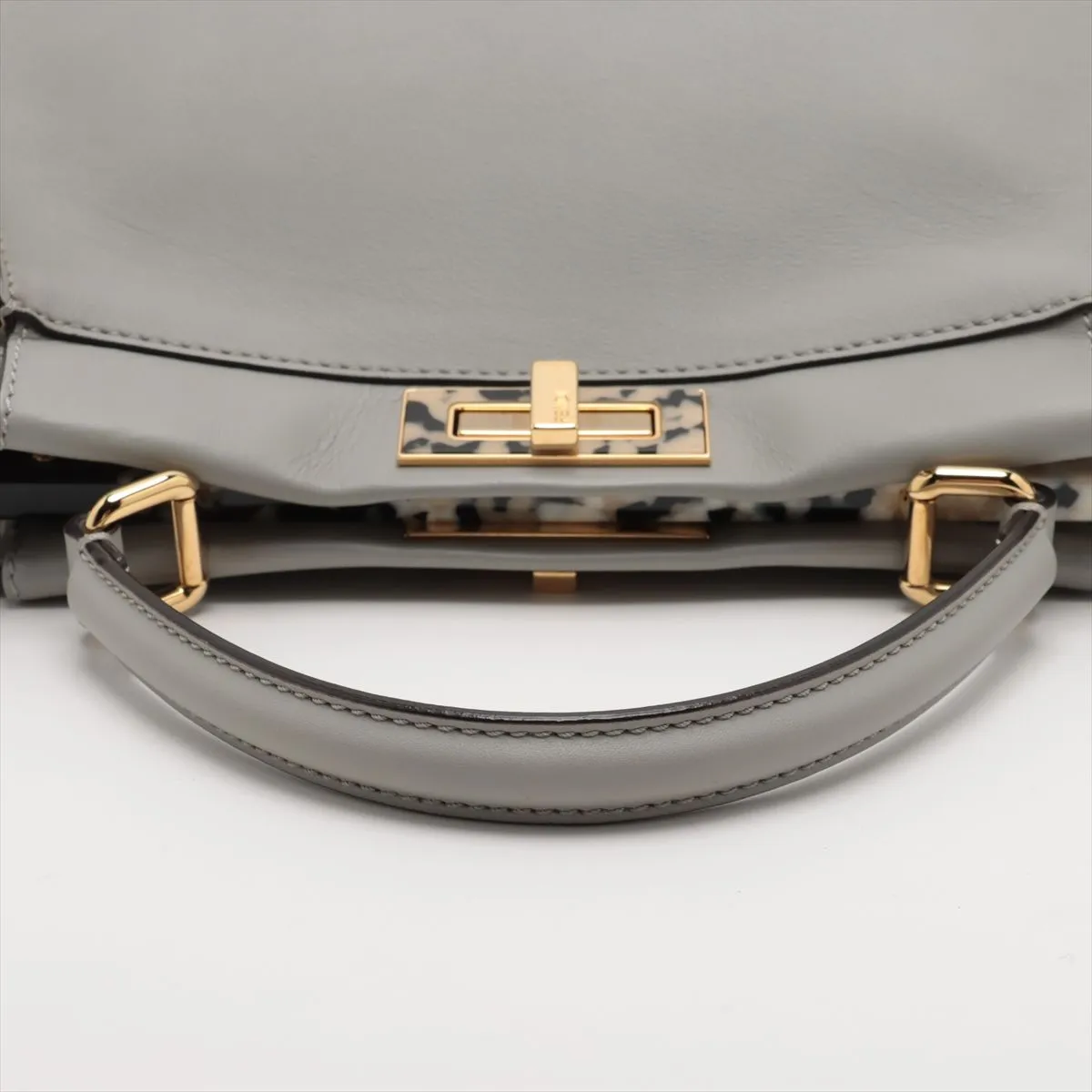 Fendi Peekaboo Regular 2-Way Bag in Grey with Tortoiseshell Accents