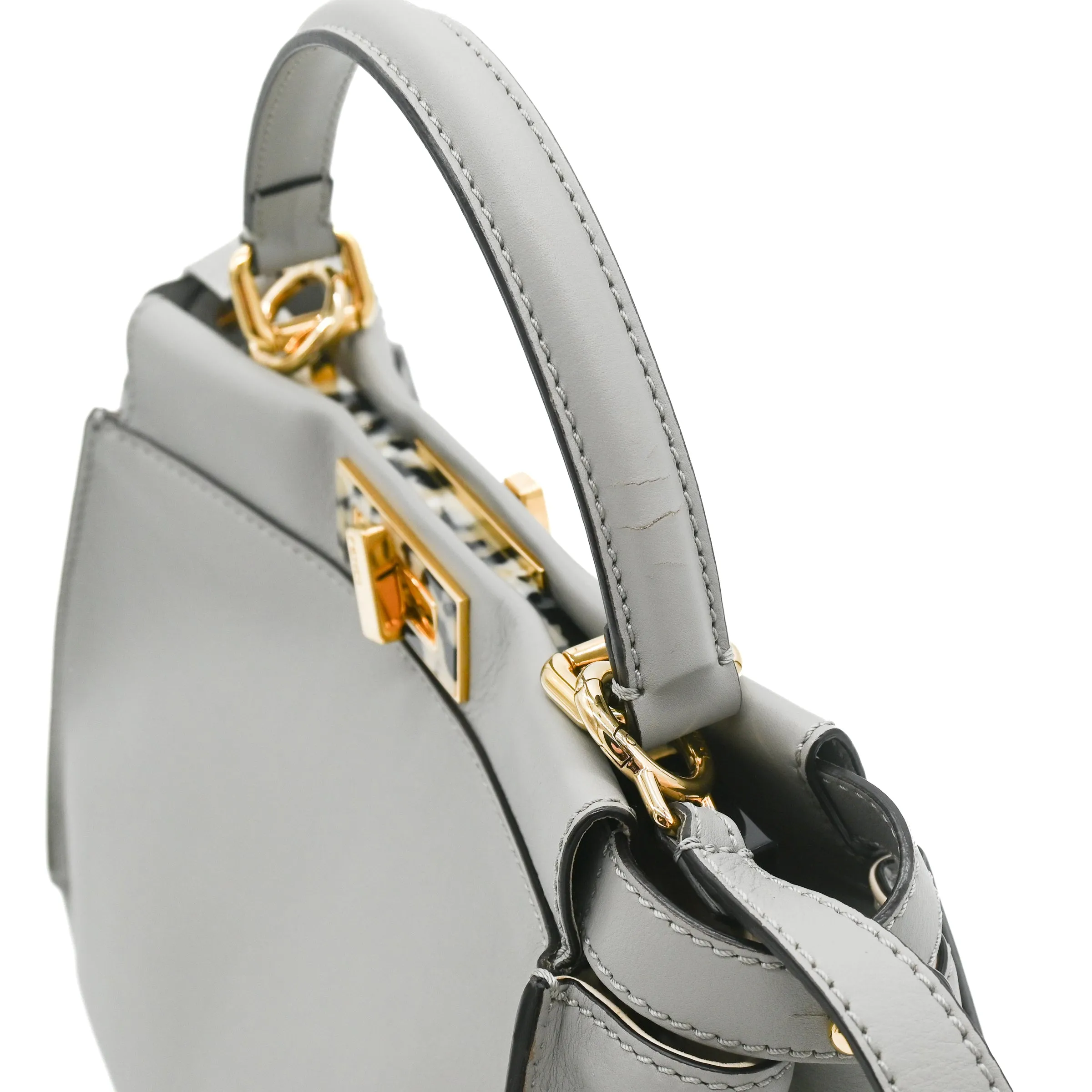 Fendi Peekaboo Regular 2-Way Bag in Grey with Tortoiseshell Accents