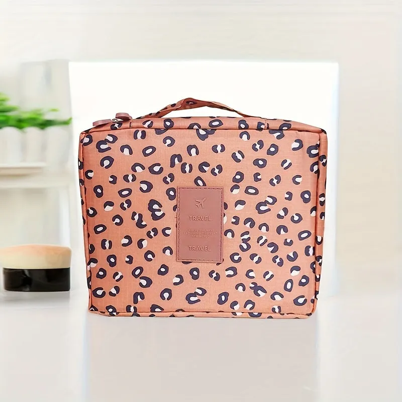 Floral Zippered Cosmetic Bag Lightweight Travel Toiletry Organizer