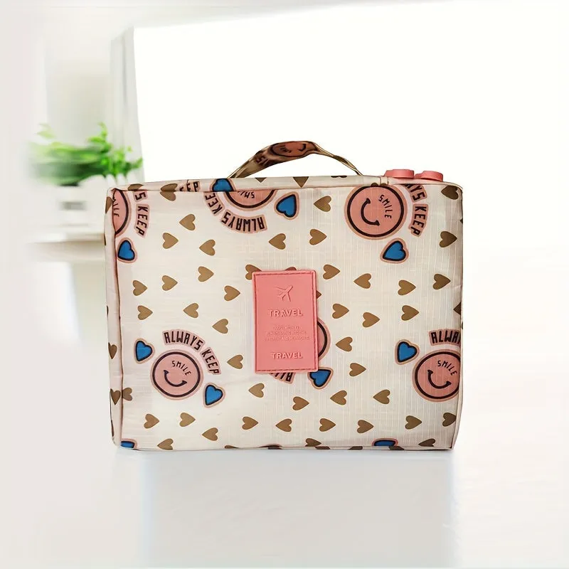 Floral Zippered Cosmetic Bag Lightweight Travel Toiletry Organizer