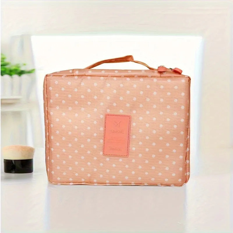 Floral Zippered Cosmetic Bag Lightweight Travel Toiletry Organizer