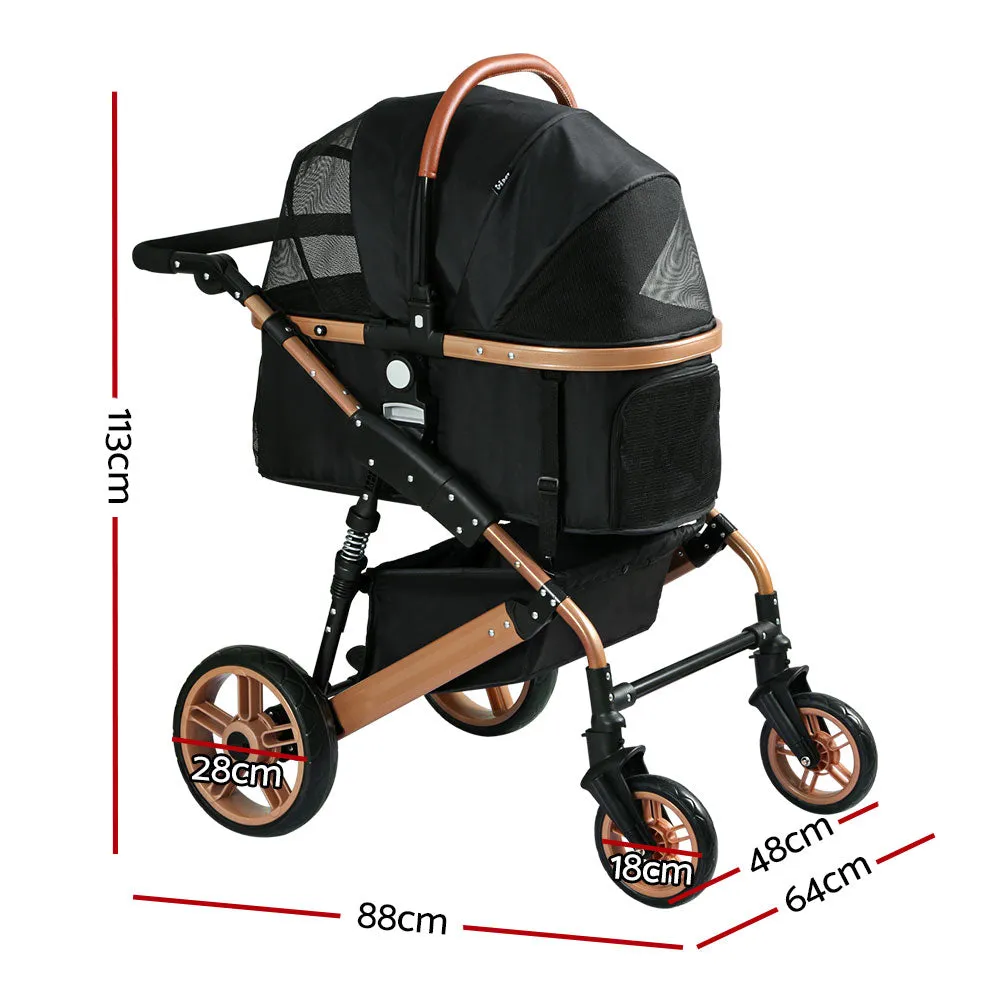 Foldable 3-in-1 Pet Stroller with Storage Basket i.Pet