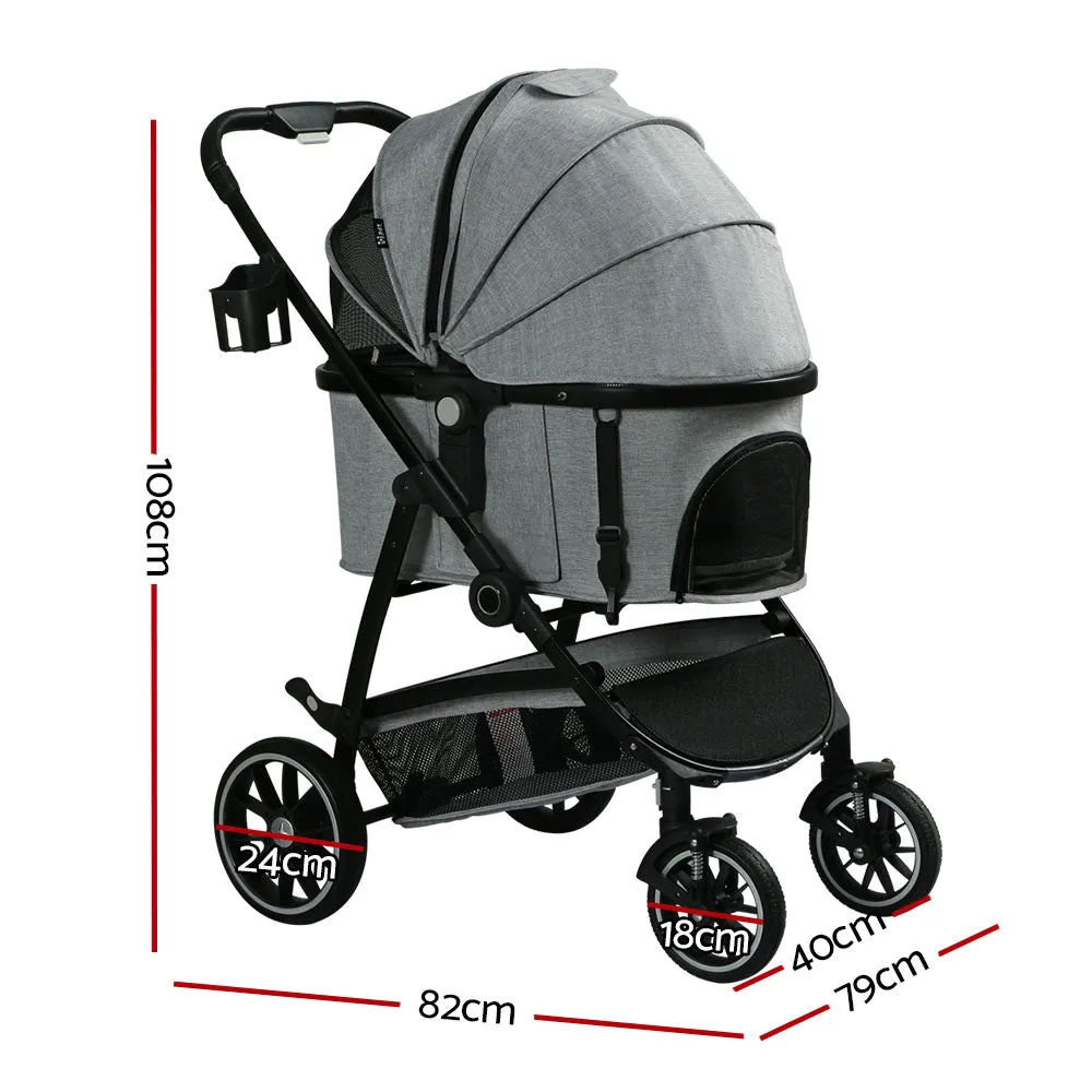 Foldable 4-Wheel Pet Stroller with Storage Basket - i.Pet