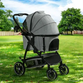 Foldable 4-Wheel Pet Stroller with Storage Basket - i.Pet