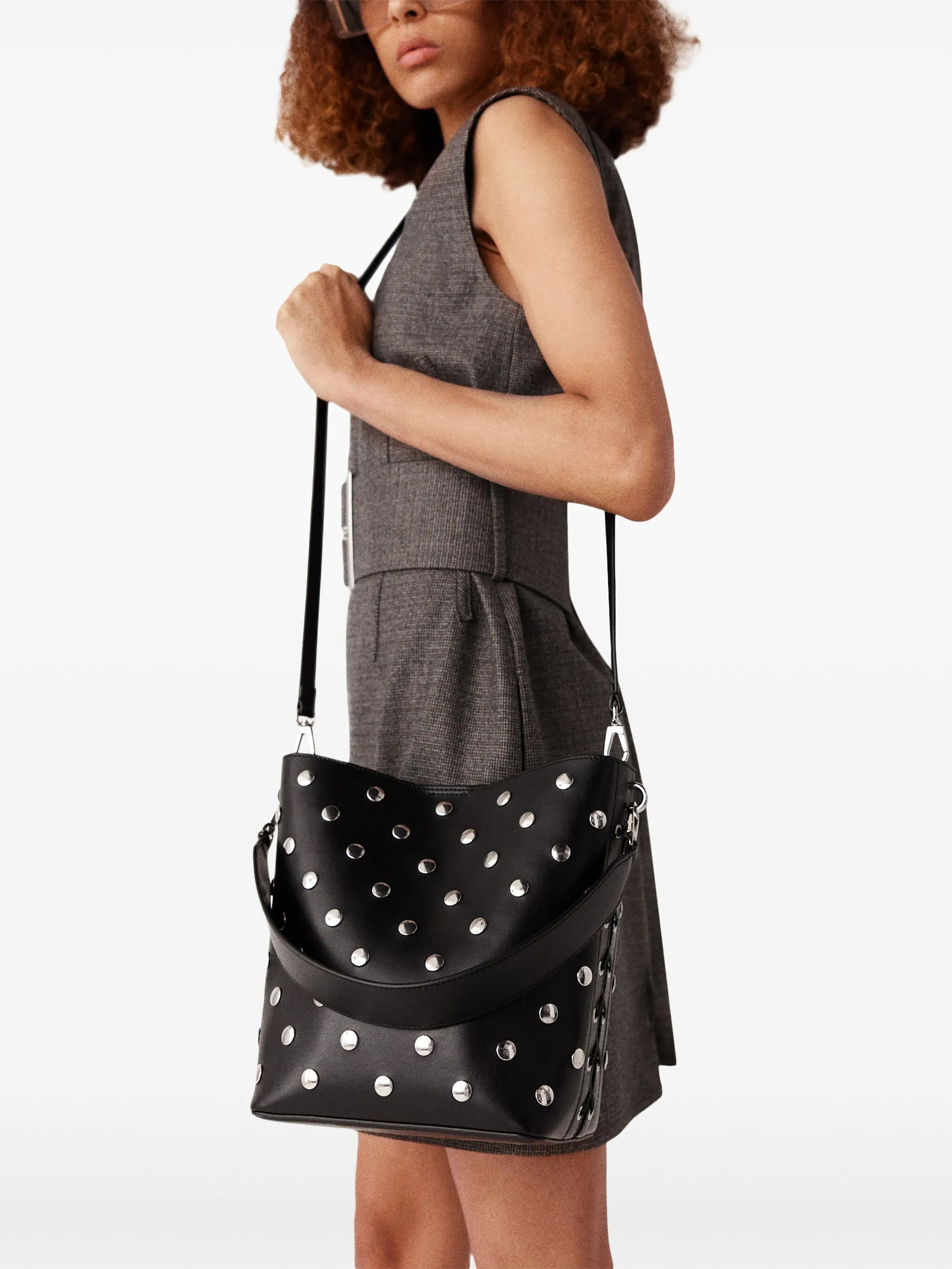 Frayme Studded Large Bucket Bag