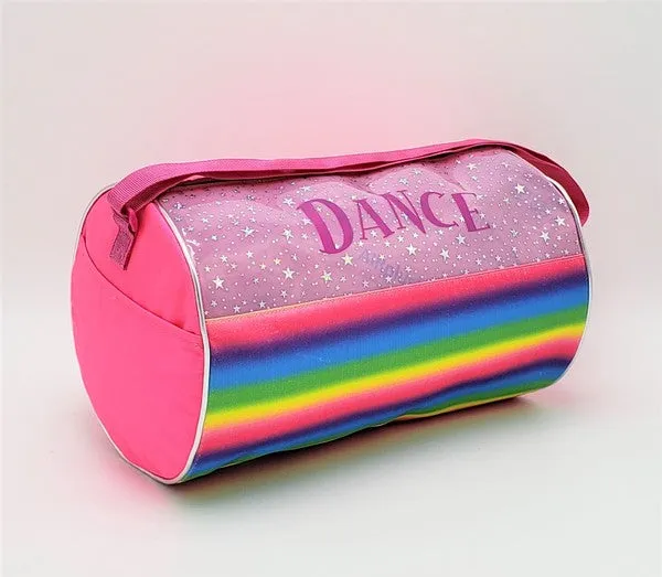 Fuschia Duffel W/Dance Print & Rainbow