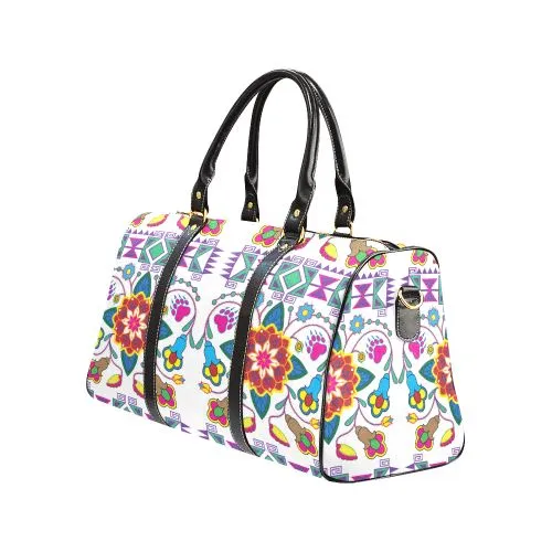 Geometric Floral Winter-White Waterproof Travel Bag