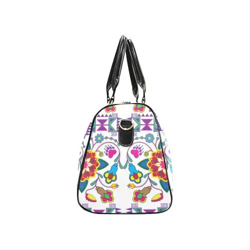 Geometric Floral Winter-White Waterproof Travel Bag