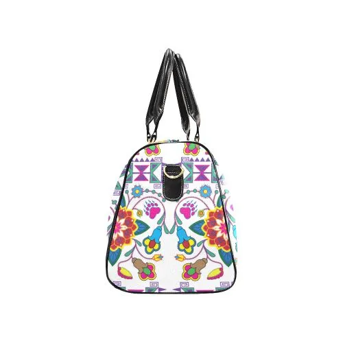 Geometric Floral Winter-White Waterproof Travel Bag