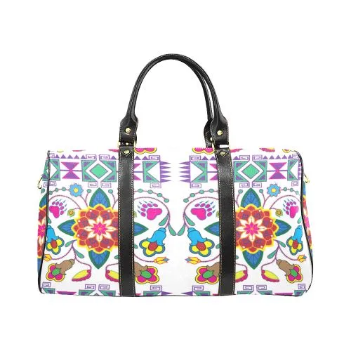 Geometric Floral Winter-White Waterproof Travel Bag