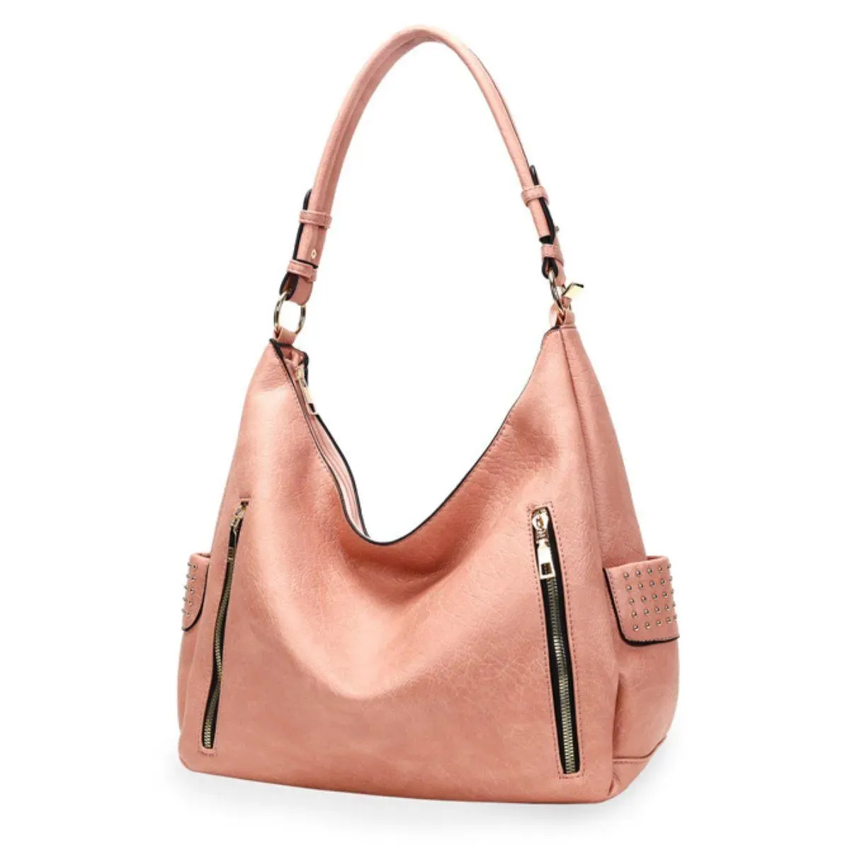 Get Stylish with a Pink Slouchy Gold Studded Detail Top Handle Bag for Women