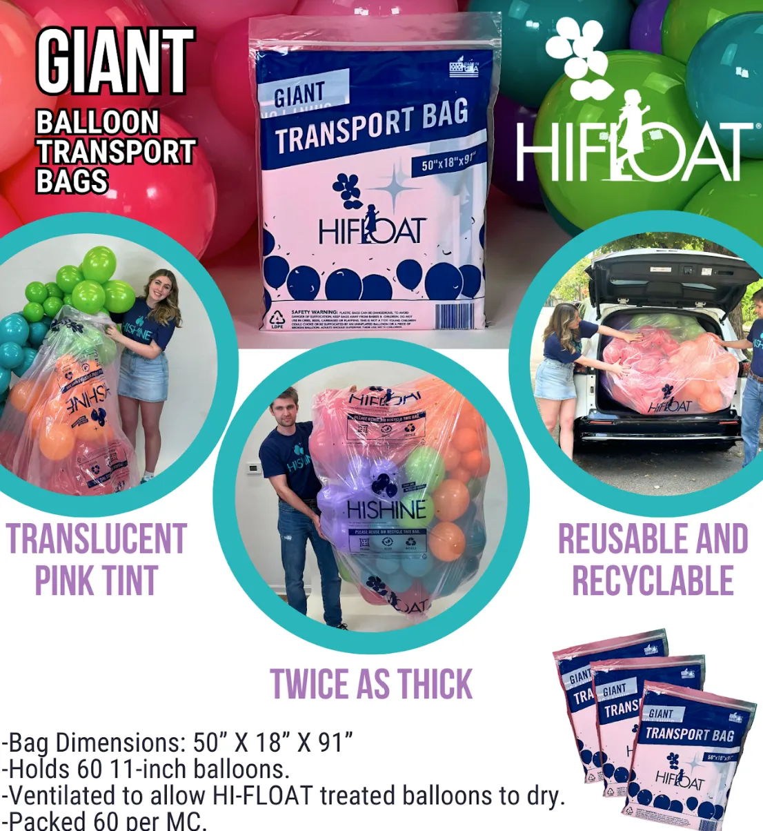 Giat Hi-Float Transport Bag, 50” x 18” x 91” (7.5 feet) unit